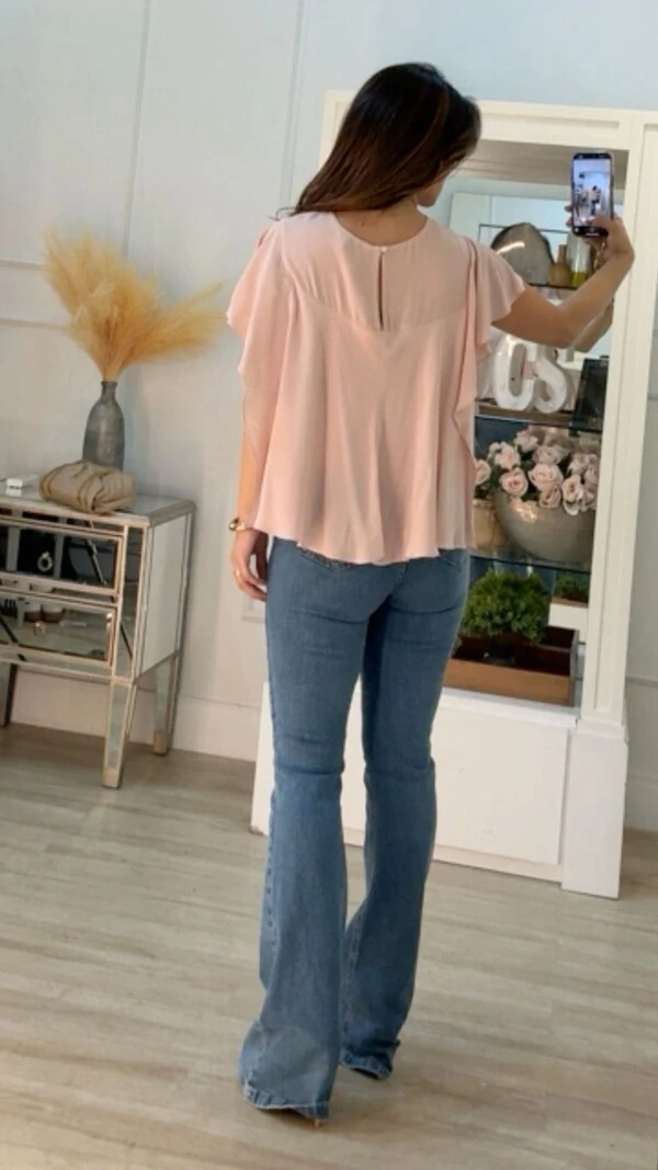 Blusa Mangas De Babado Dayane Amarração Lateral