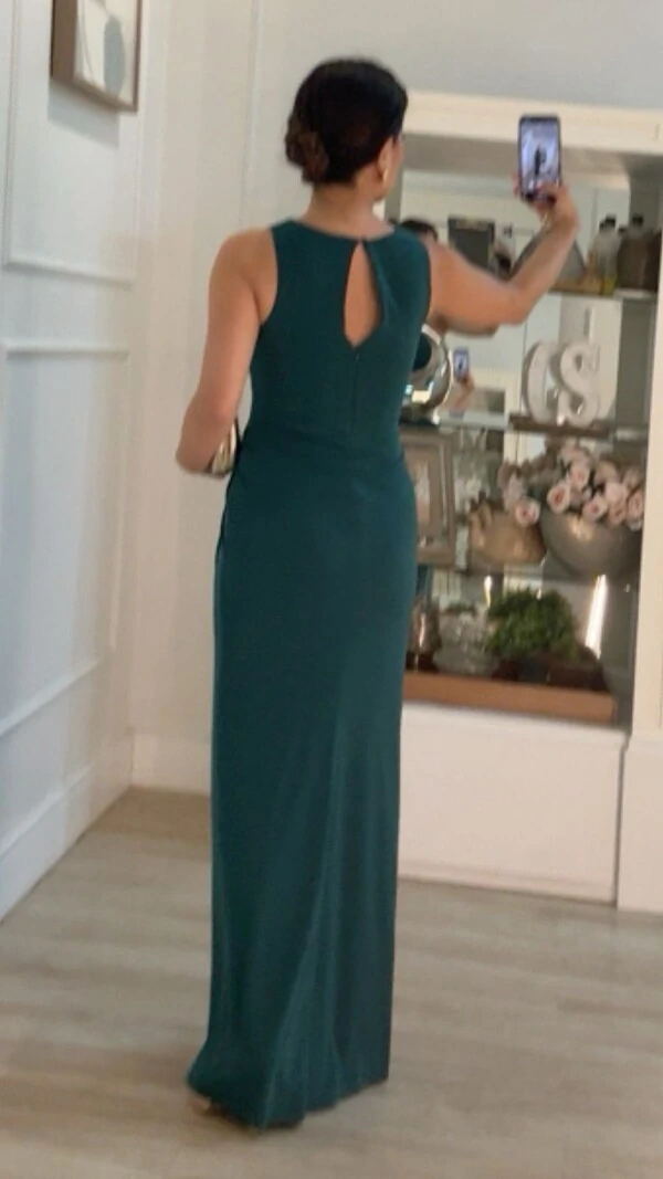 Vestido Longo Melory Detalhe Frontal Drapeado Transpassado