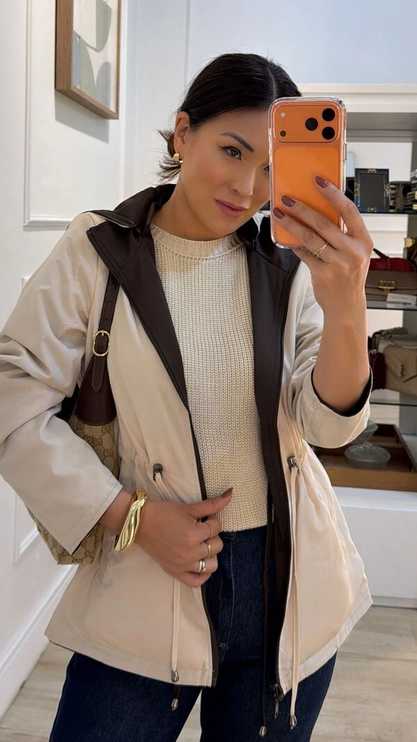 Parka Dupla Face Capuz Removível Manu Com Puxadores Reguláveis