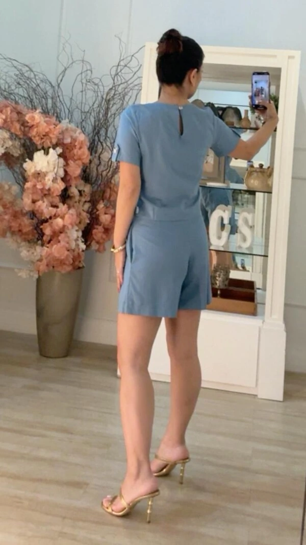 Shorts Clochard Viscose Com Linho Lavínia Cinto Encapado Fivela Dourada