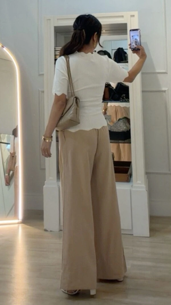 Blusa Tricot Mangas 3/4 Michelle Detalhe Em Nuvem