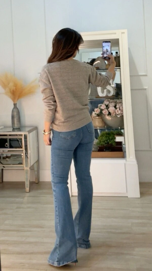 Blusa Tricot Ampla Hallie Com Nervuras Horizontais E Mini Entremeios