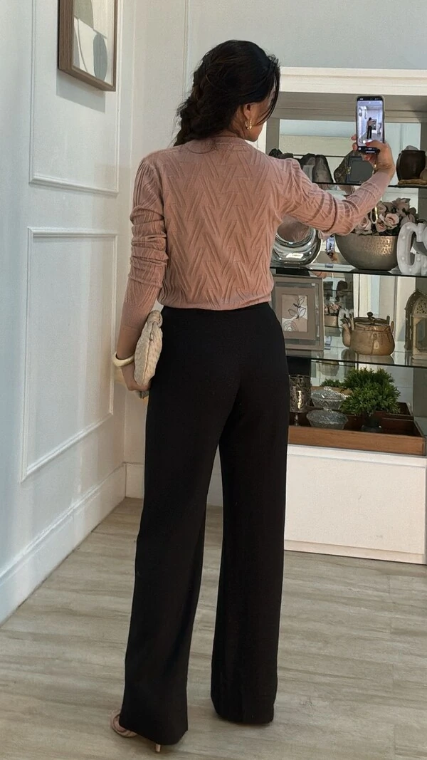 Blusa Tricot Sarah Com Texturas Diagonais
