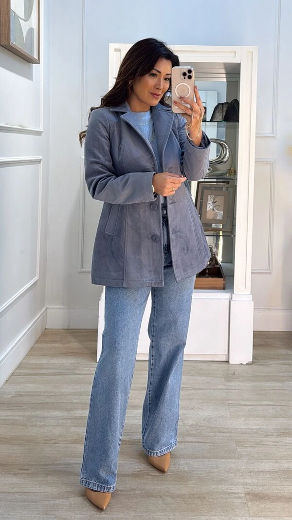 Casaco Veludo Cotelê Nubia Bolsos Com Relevo