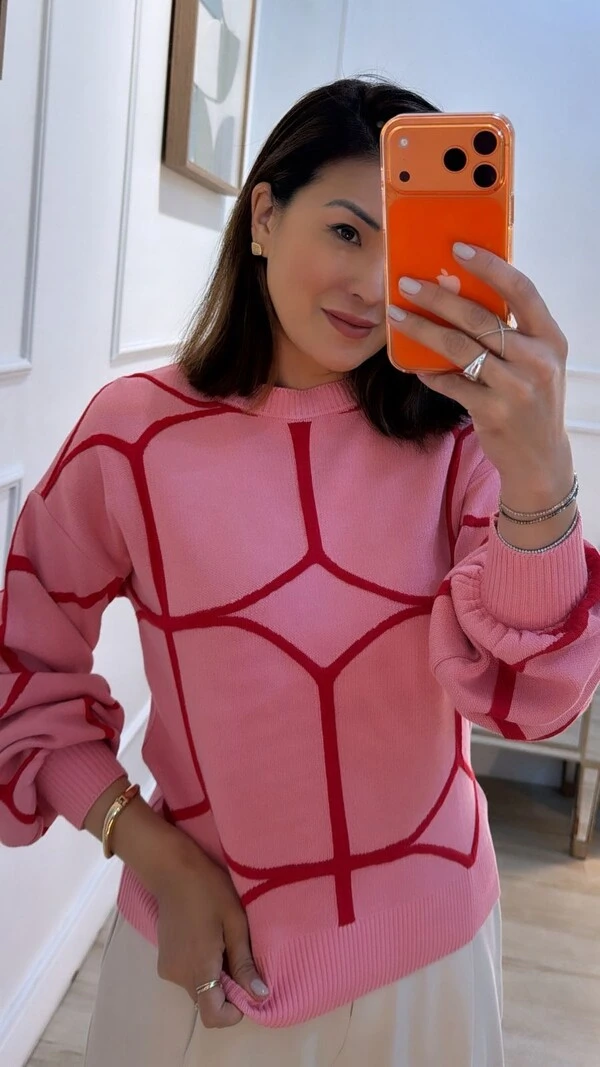 Blusa Tricot Bicolor Flavia Com Nervuras Em Relevo