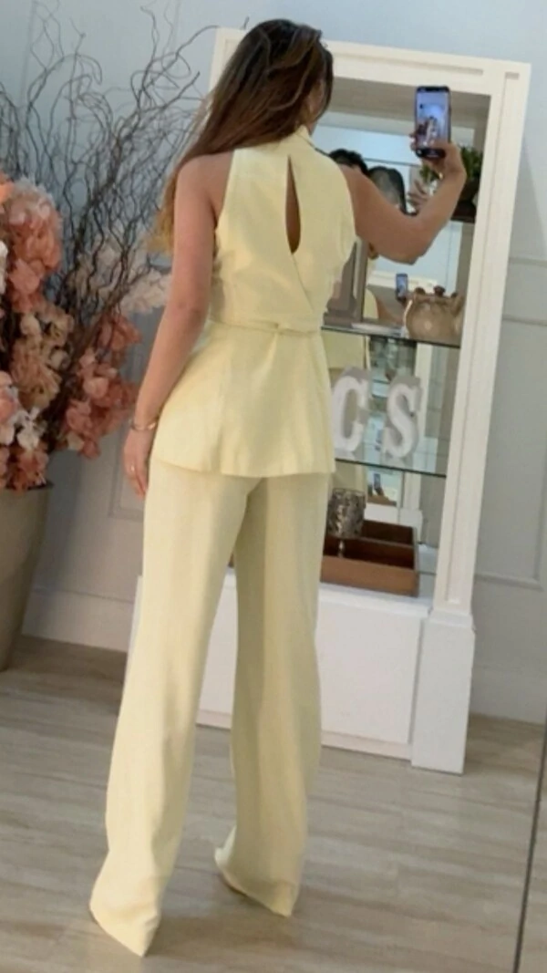 Calça Reta Twill Zaya Cinto Corda Com Ponteiras Resinadas