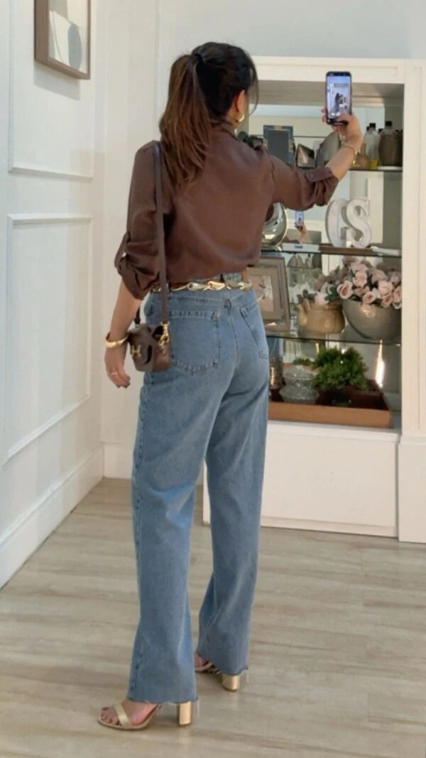 Camisa Linho Andreia Mangas Longas Com Martingalê