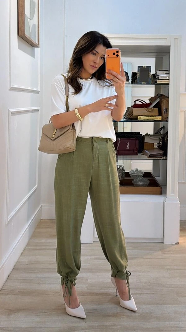 Blusa Malha Ampla Gola Careca Anny Mangas 3/4