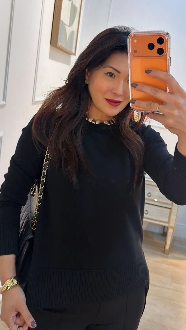 Blusa Tricot Dayane Punhos E Barrado Largos Canelados