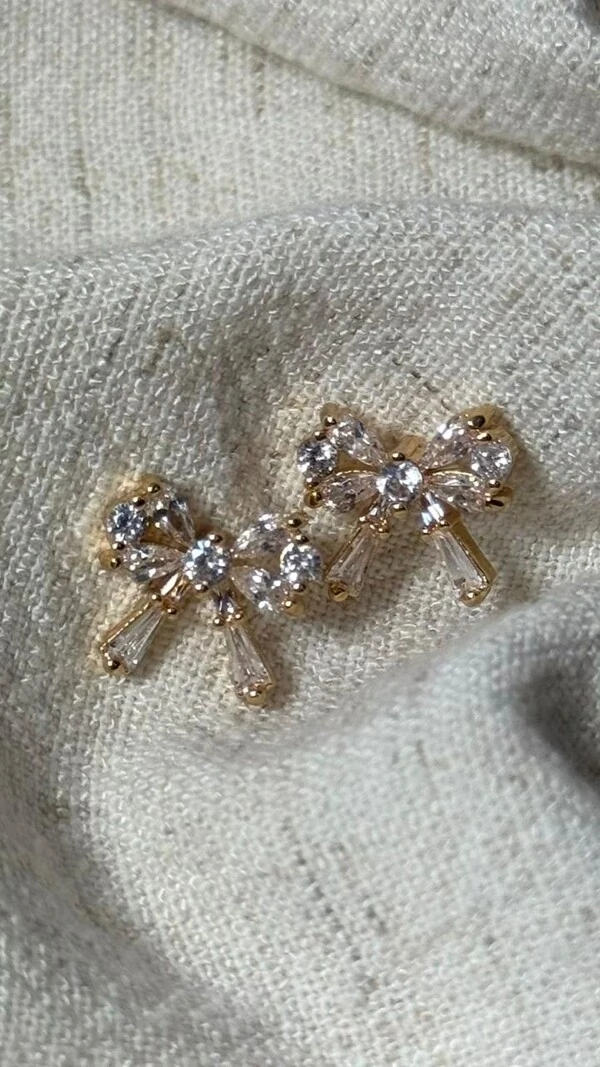 Brinco Pequeno Laço Cravejado