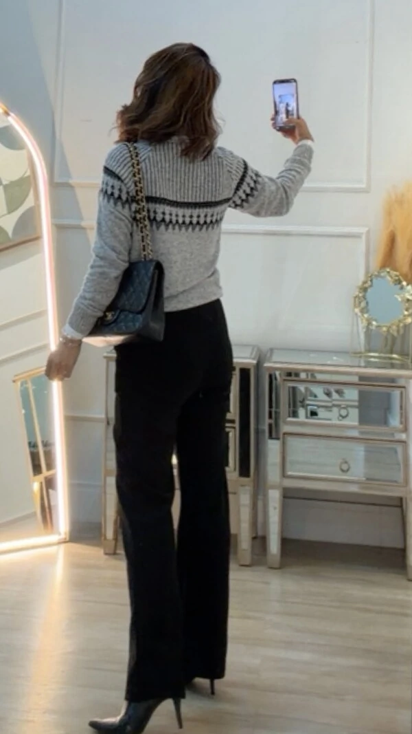 Blusa Tricot Vivian Gola Rolê Estampado