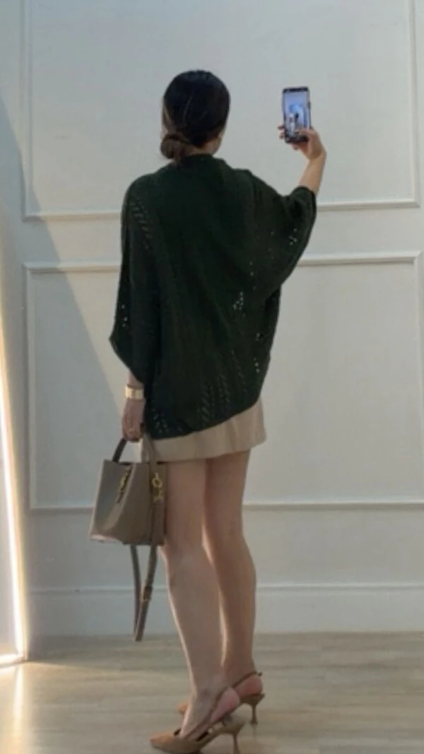 PRÉ-VENDA DATA ESTIMADA DE ENVIO DIA 24/04 Kimono Tricot Vazado Fabi Mangas 3/4