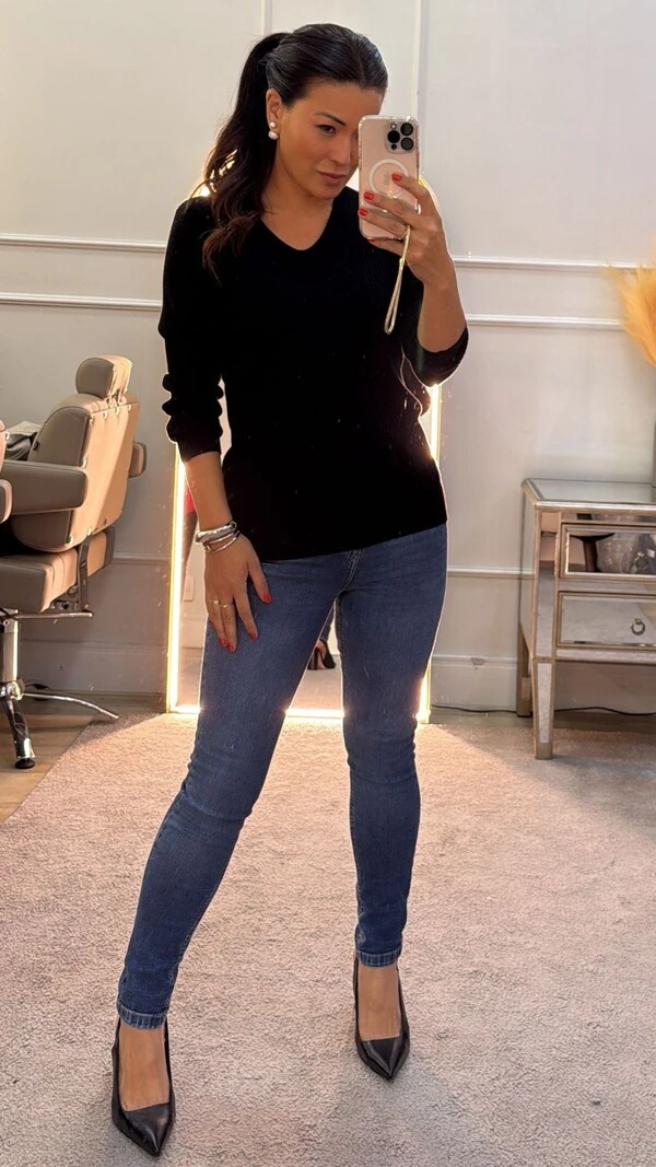 Blusa Tricot Canelado Solange Decote V