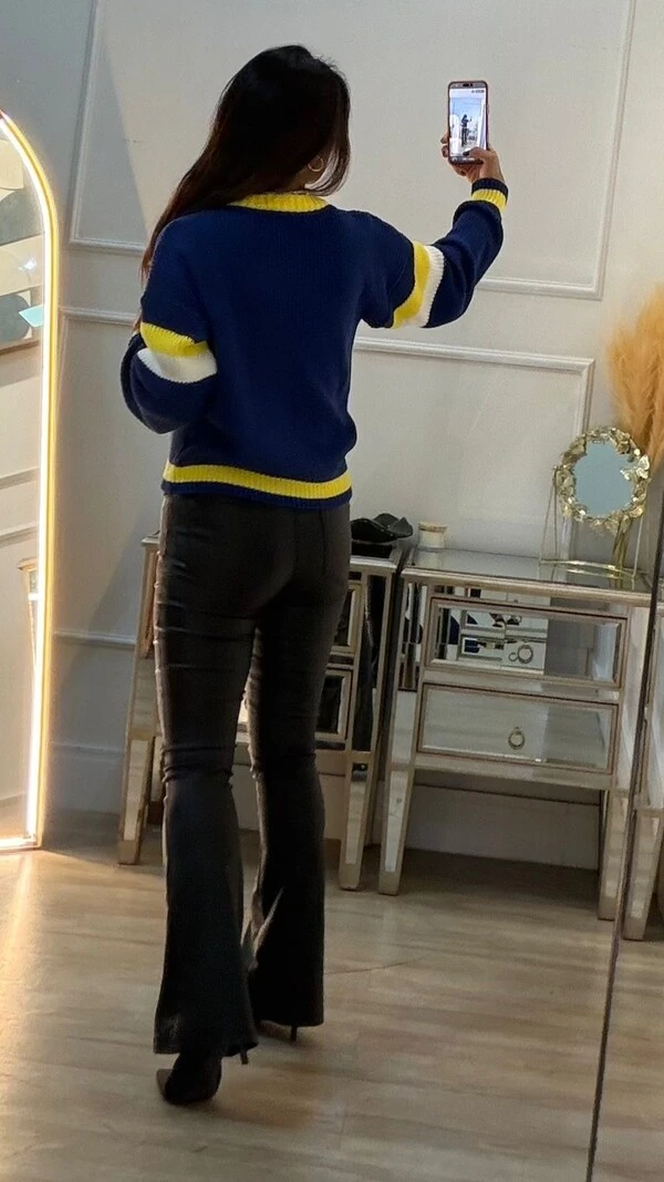 Blusa De Tricot Brasil Paloma Mangas Longas Com Faixa Bicolor