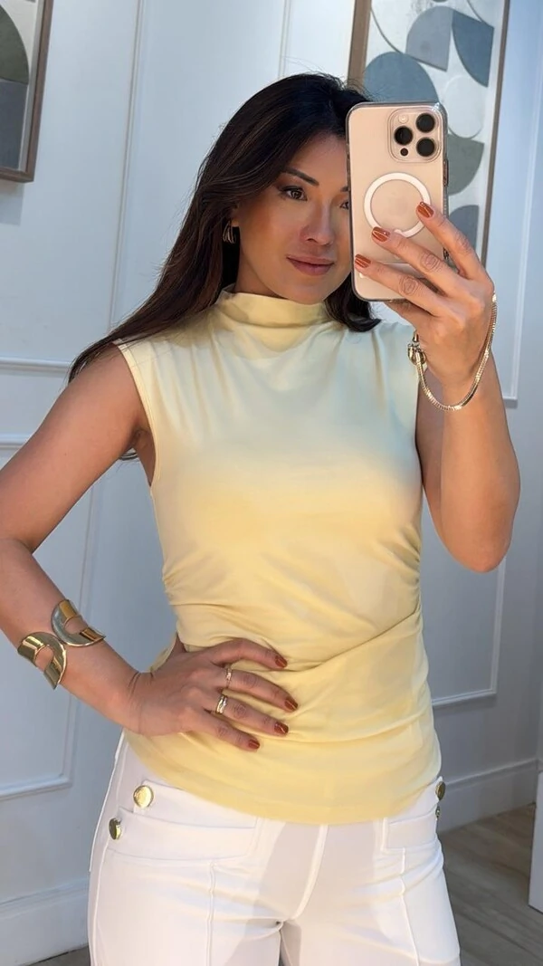 Blusa Regata Cacharrel Ananda Franzido Nas Laterais