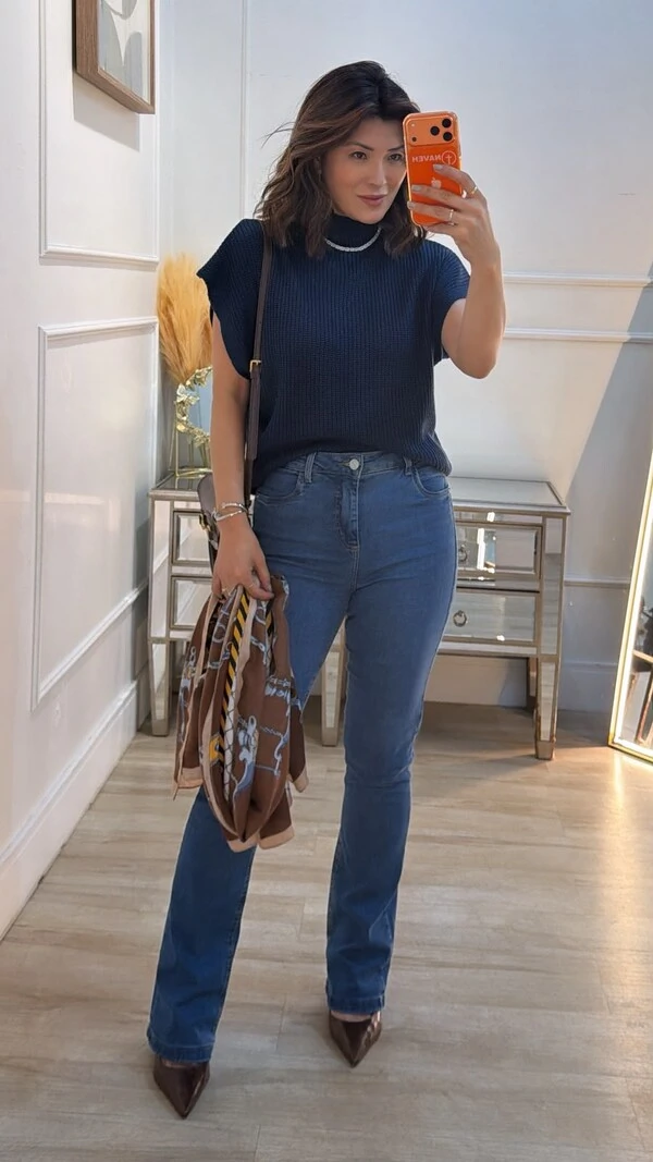 Blusa Tricot Morgana Gola Alta Detalhe Enrolado