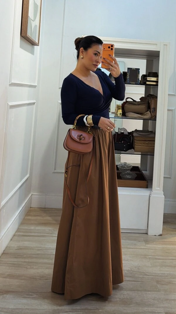 Blusa De Malha Decote V Transpassado Lina Mangas Longas