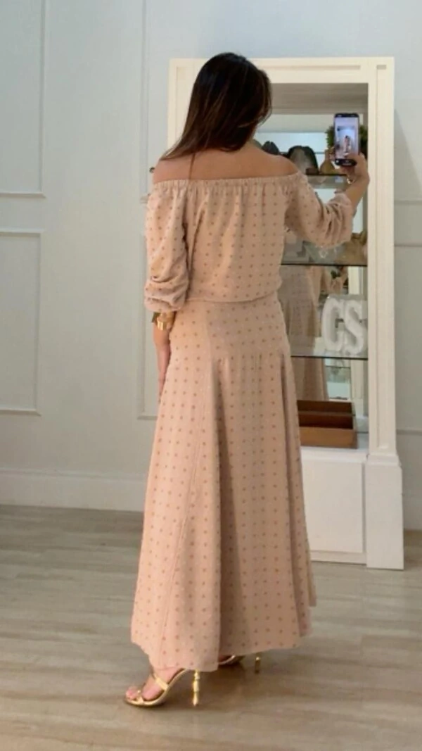 Conjunto Pipoquinha Renata Blusa Ombro À Ombro E Saia