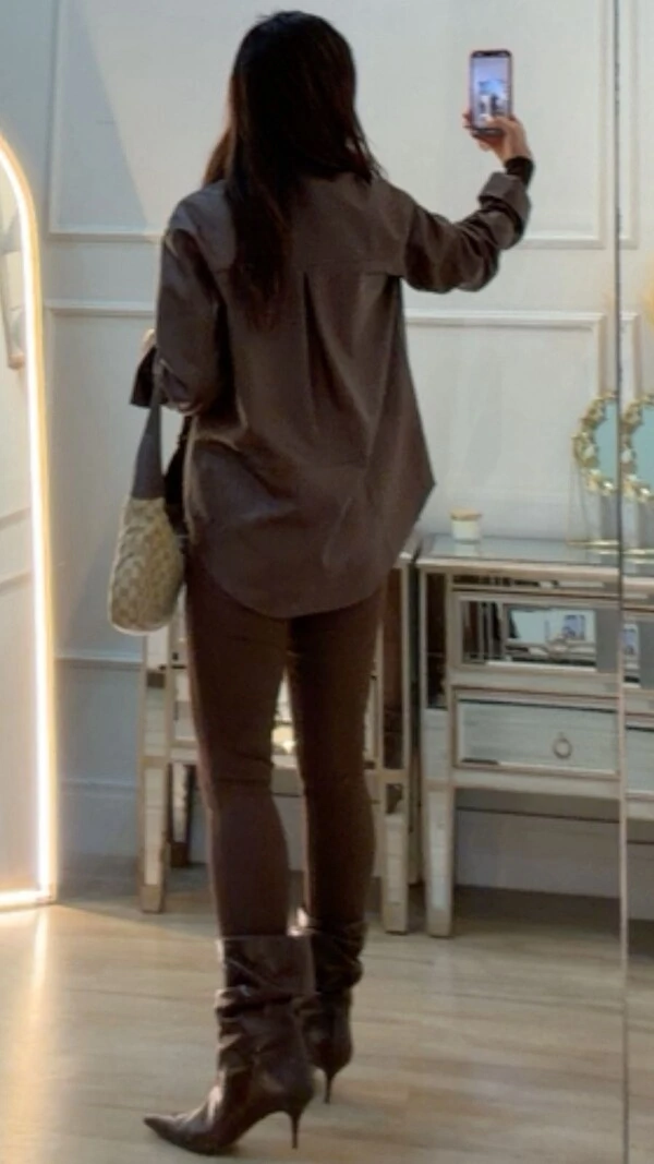 Maxi Camisa Couro Eco Luiza Bolso Único Frontal