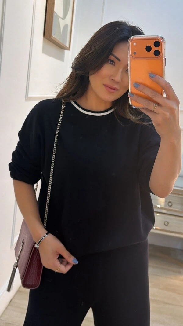 Blusa Tricot Jessica Detalhe Listrado Na Gola