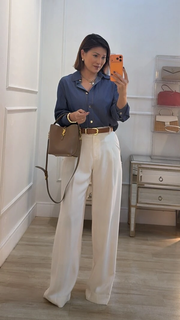 Camisa Jeans Denin Fabiola Botões Prata