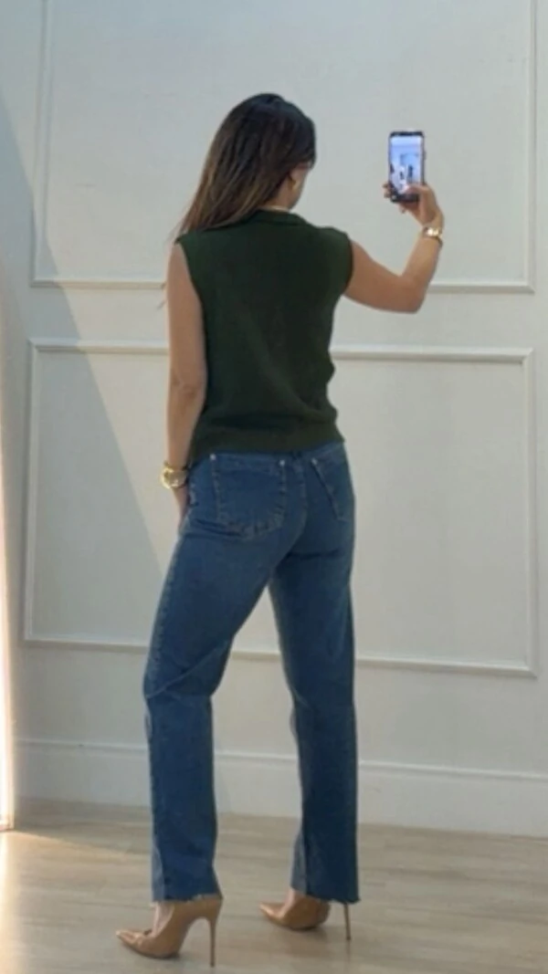 Blusa Regata Tricot Natasha Gola Careca