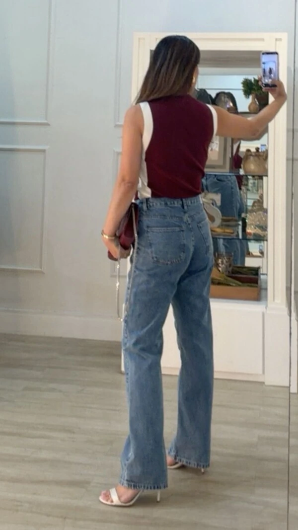 Blusa Regata Tricot Canelada Louise Faixa Lateral