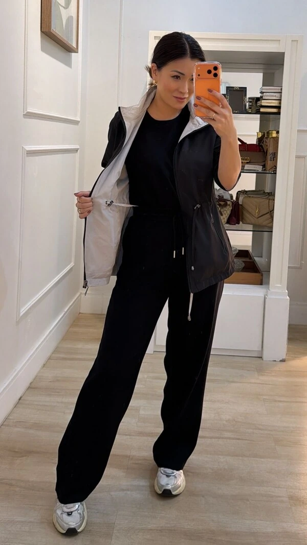 Parka Dupla Face Capuz Removível Manu Com Puxadores Reguláveis