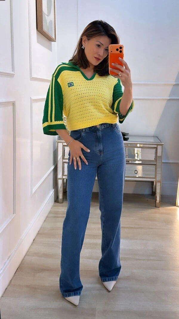 Blusa Tricot Vazada Brasil Kayla Gola Polo