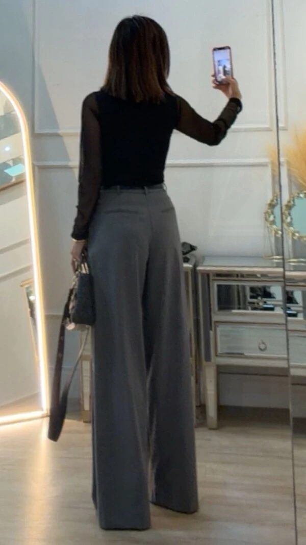 Calça Pantalona Alfaiataria Lindsay Cinto Fino Couro Eco