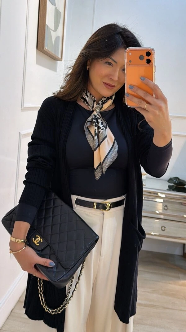 lenço Acetinado Estampa Animal Print