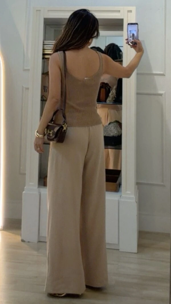 Blusa Regata Básica Tricot Lilian Alças Largas