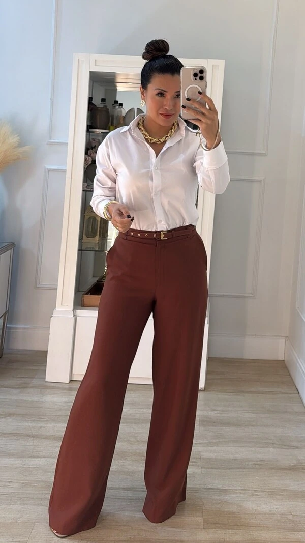 Maxi Camisa Talita Com Pregas Nos Punhos