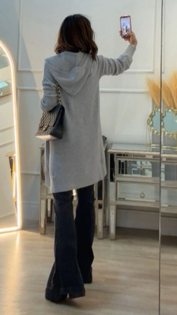 Maxi Cardigan Tricot Anabel Com Capuz