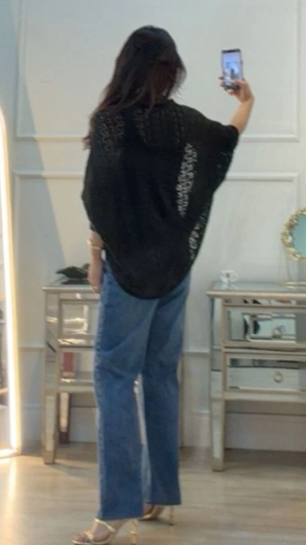 Kimono Capa Tricot Lulu Punhos Largos Canelados