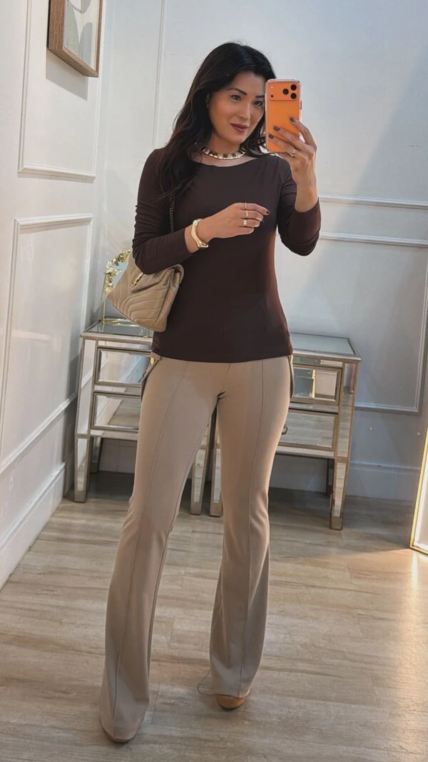 Blusa Gola Canoa Vitoria Mangas Longas