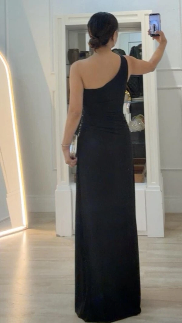 Vestido Longo Drapeado Cris Ombro Único