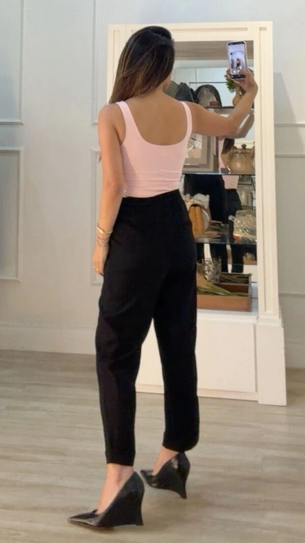 Calça Pala Larga Com Cinto Fixo Fino Zoe Barra Dobrada