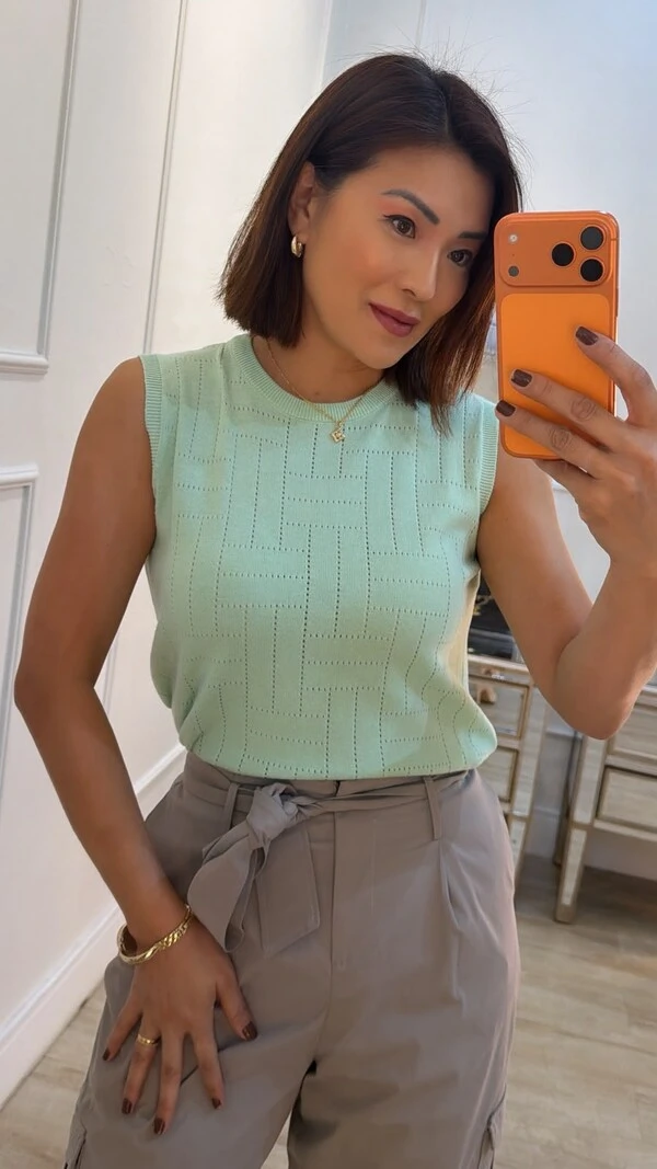 Blusa Regata Tricot Luana Com Entremeios