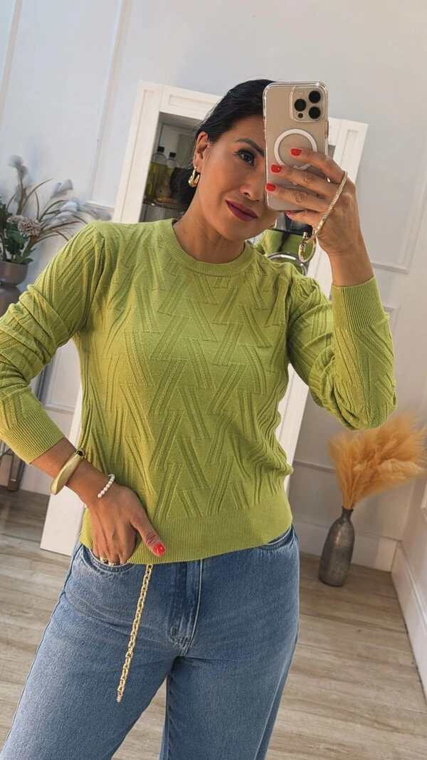 Blusa Tricot Sarah Com Texturas Diagonais