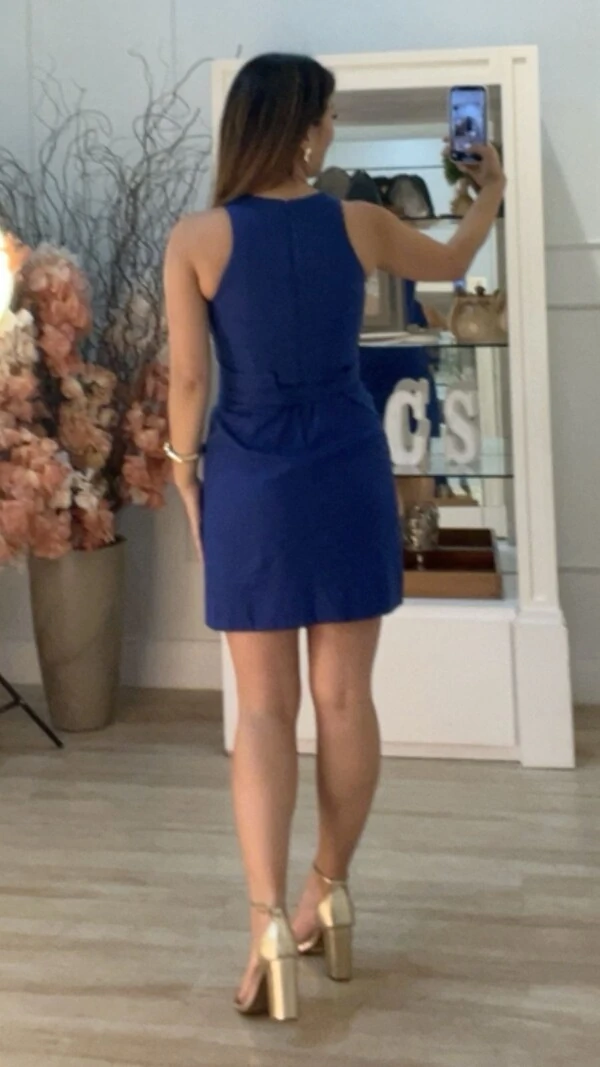 Vestido Curto Nick Cinto Faixa Largo Com Pregas