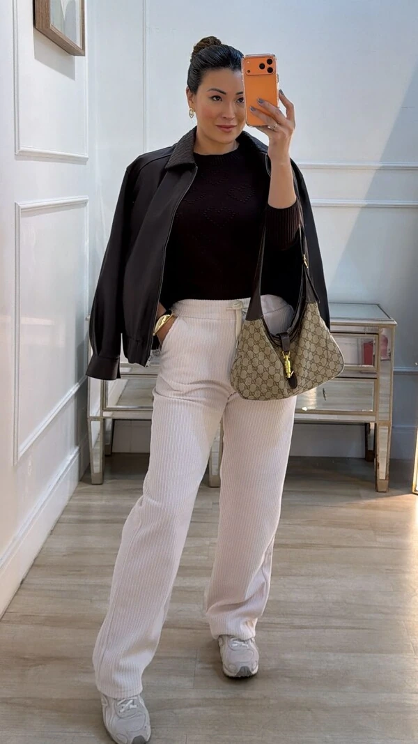 Calça Pantalona Veludo Cotelê Joyce Com Amarração Na Pala