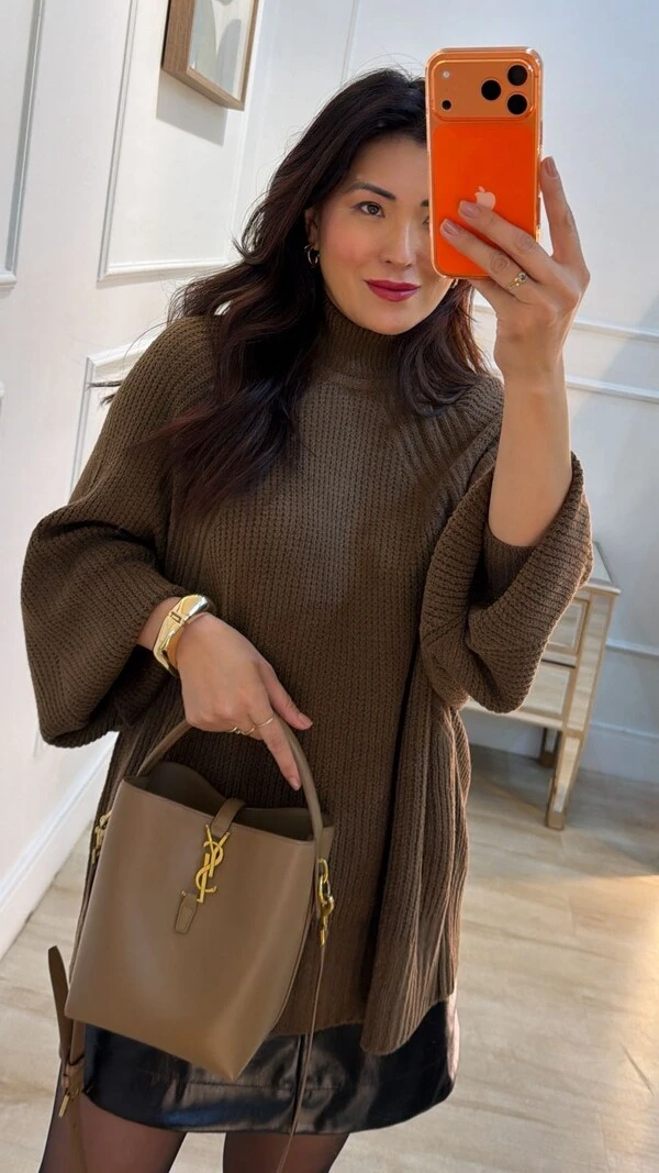 Poncho Tricot Gola Alta Maite Mangas Bufantes