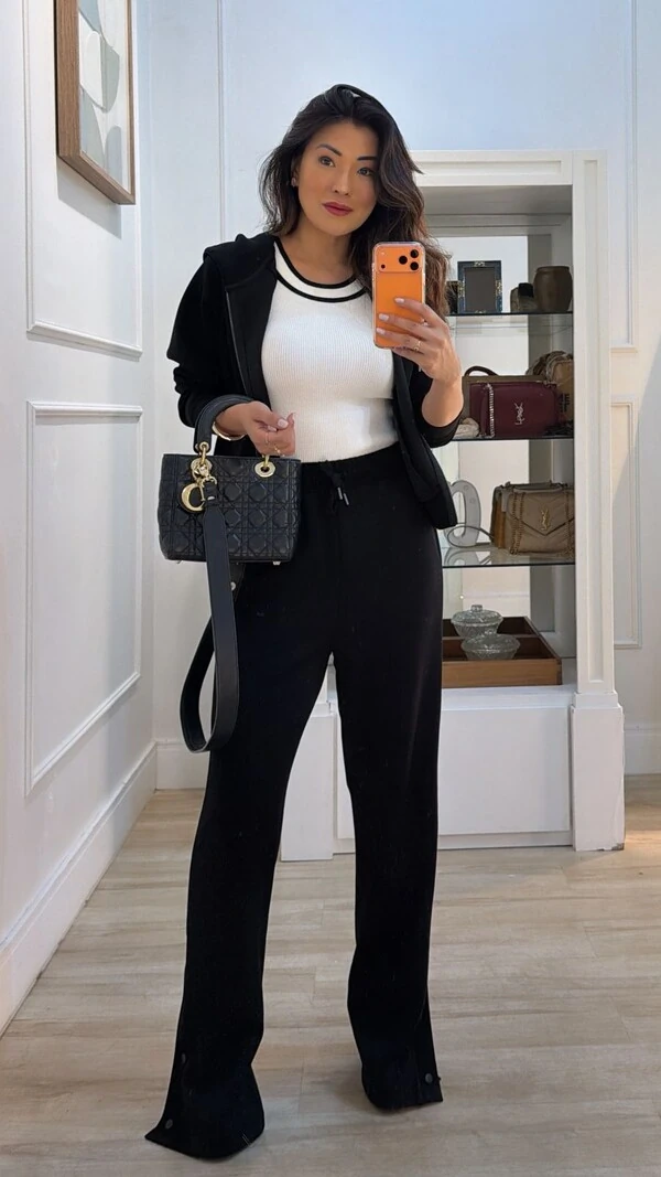 Conjunto Moletom Detalhe Canelado Jhenifer Botões Na Barra