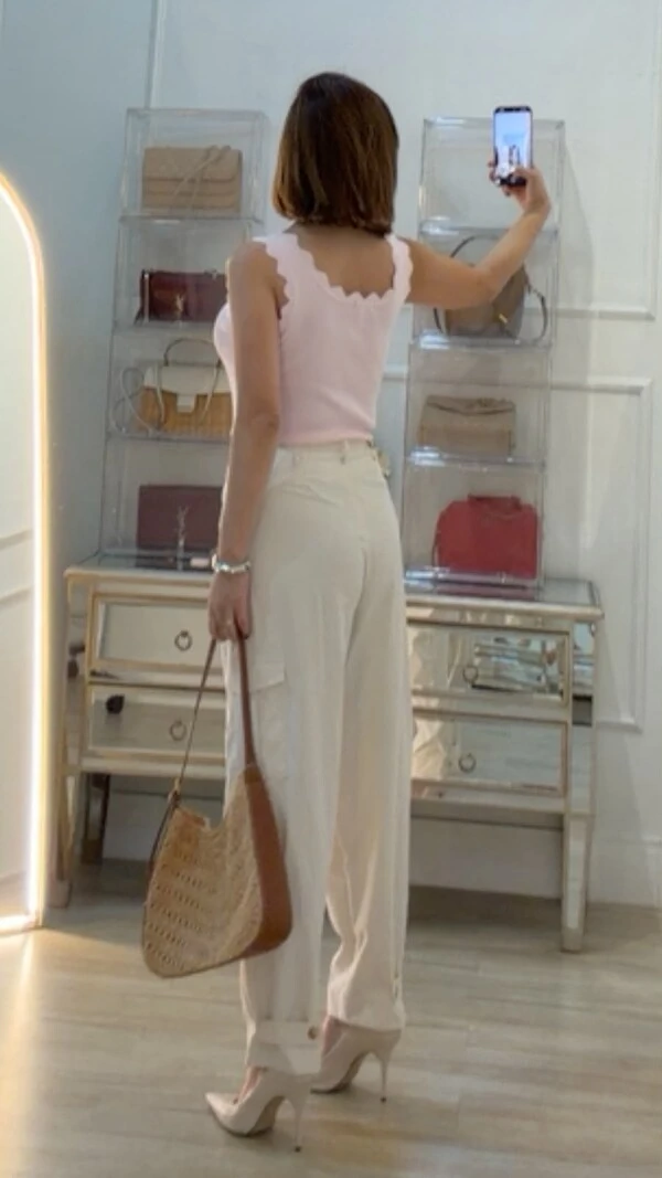Blusa Regata Canelada Diana Detalhe Nuvem