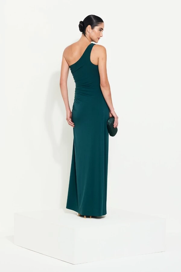 Vestido Longo Drapeado Cris Ombro Único