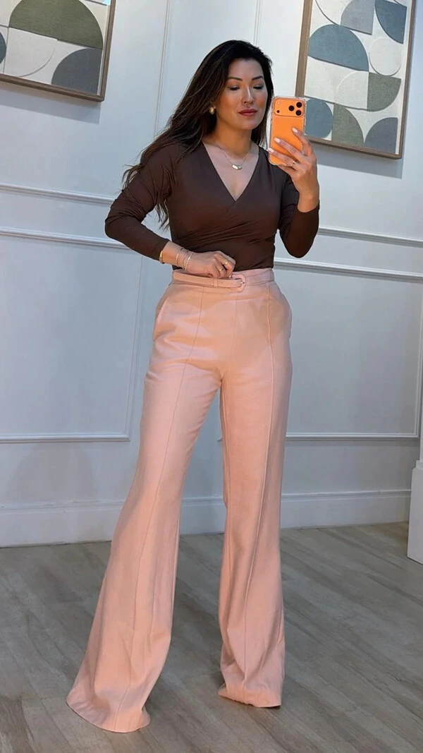 Blusa Cachequer Suplex Mangas Longas Renata Decote V