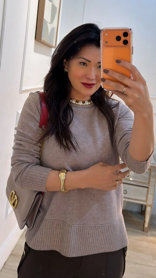Blusa Tricot Dayane Punhos E Barrado Largos Canelados