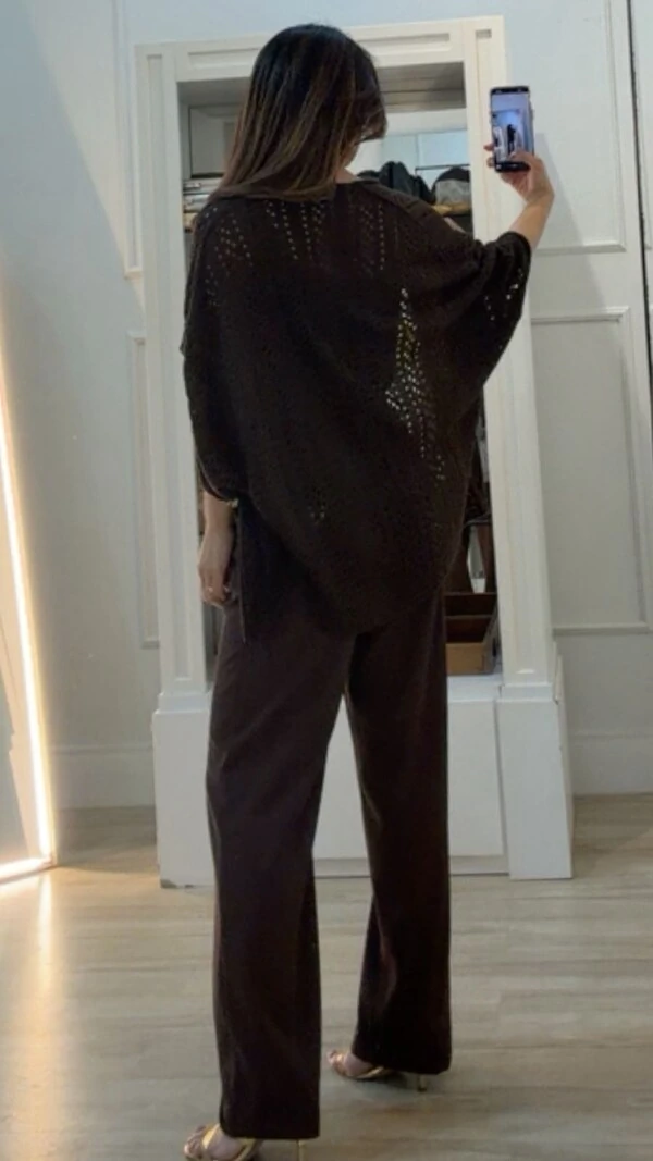 PRÉ-VENDA - ENVIO DIA 07/03/2026 Kimono Tricot Vazado Fabi Mangas 3/4