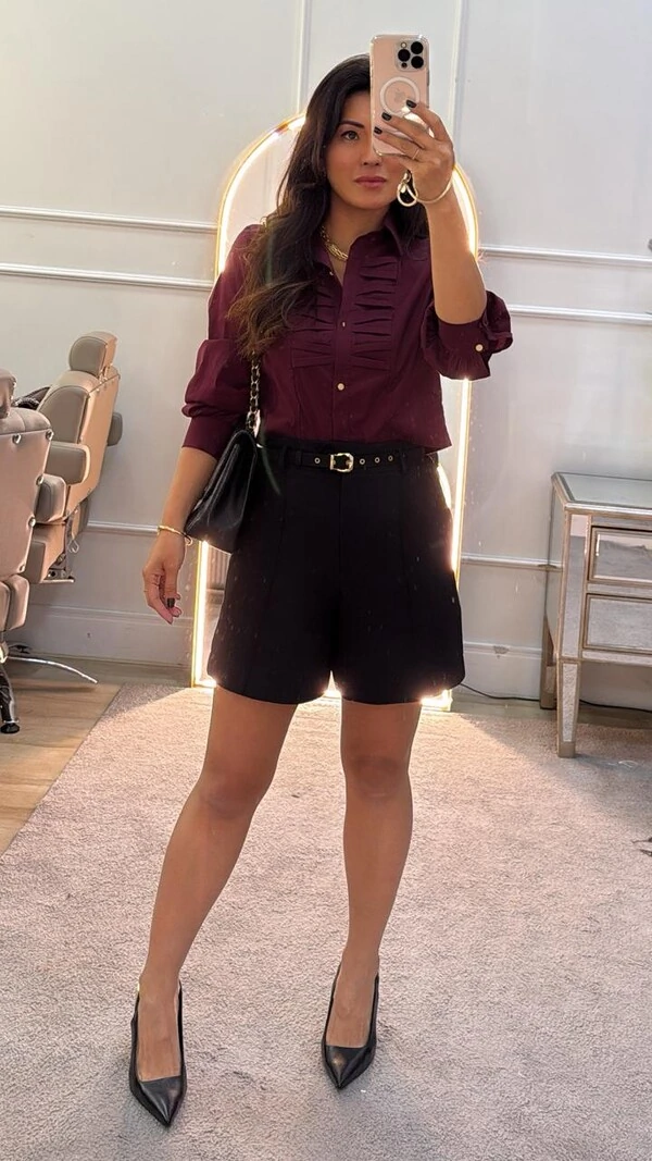 Shorts Alfaiataria Miranda Cinto Com Fivela Dourada
